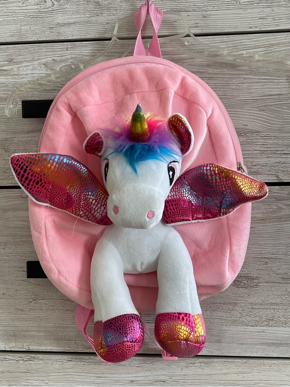 Unicorn plush stuffed pink adjustable book and travel bag! School children